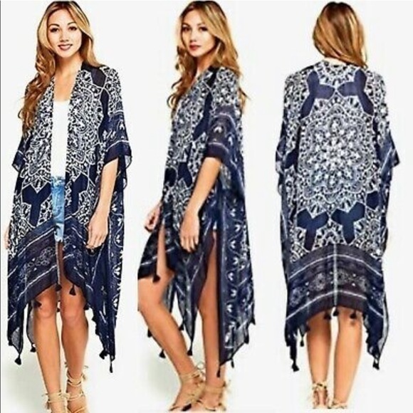 Love Stitch Boho Kimono With Tassels - Picture 1 of 6
